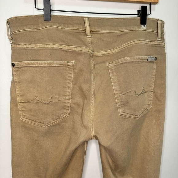 7 For All Mankind Slimmy Slim Straight Leg Tan Jeans Size 33 - Picture 12 of 16